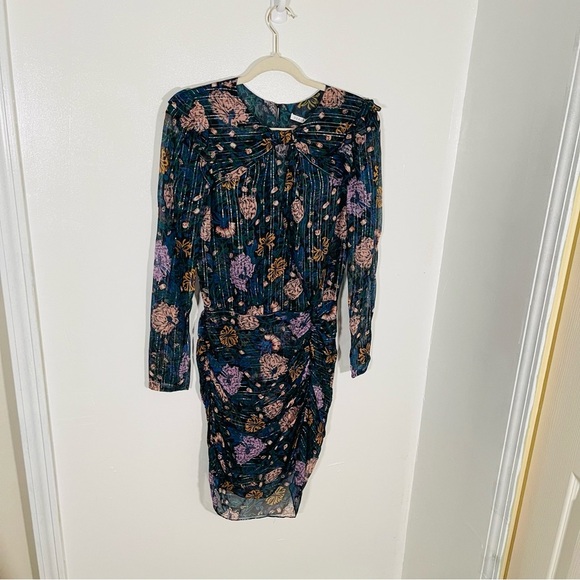 NWT Veronica Beard Peppa Dress Metallic Silk Floral Mini Quiet-Luxury - Picture 3 of 8